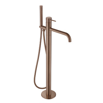Floor-Standing Bath Shower Mixer with a Shower Handset - Brushed Bronze Secondary image