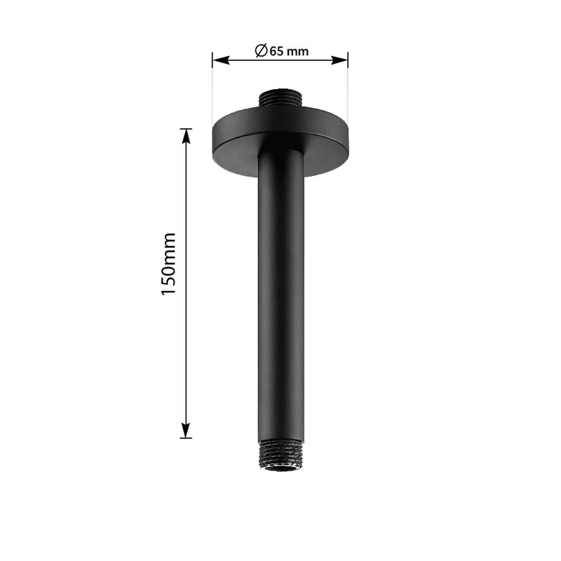 Shower Arm V Rack Matt Black Shower Head & Shower Arm | Fixed Shower Head & Ceiling ...