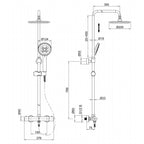 Shower head riser rail - Technical drawing