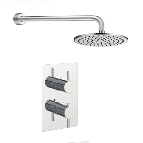 Thermostatic Concealed Shower Valve and Overhead Shower - Chrome Finish