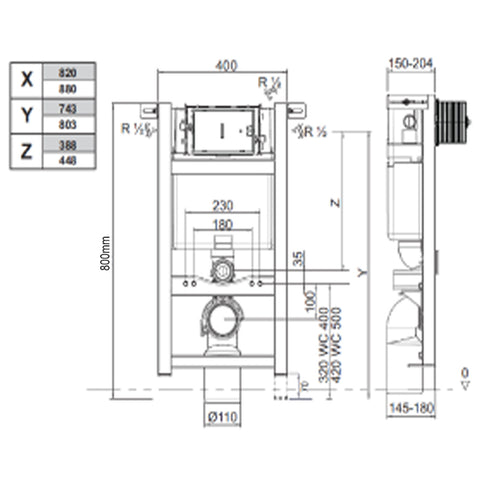 concealed flush cistern technical drawing-tapron