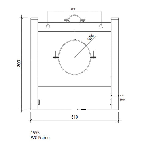wall hung toilet frame cistern technical drawing