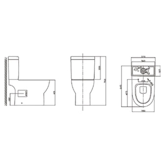 Rimless Close Coupled Back to Wall Toilet with Soft Close Seat Cover Secondary image