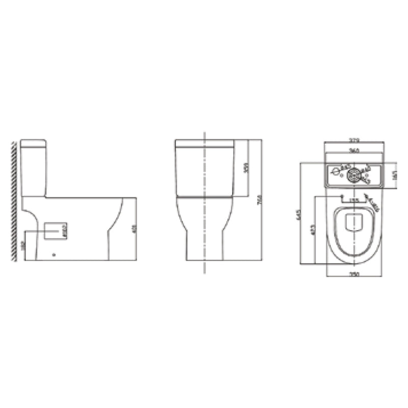 close coupled toilet sale uk technical drawing-tapron