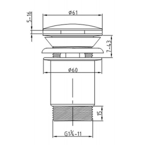 unslotted sink waste Technical Drawing