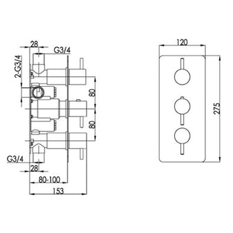 Major Concealed Thermostatic 2 Outlet Shower Valve - Vertical [45690] Secondary image