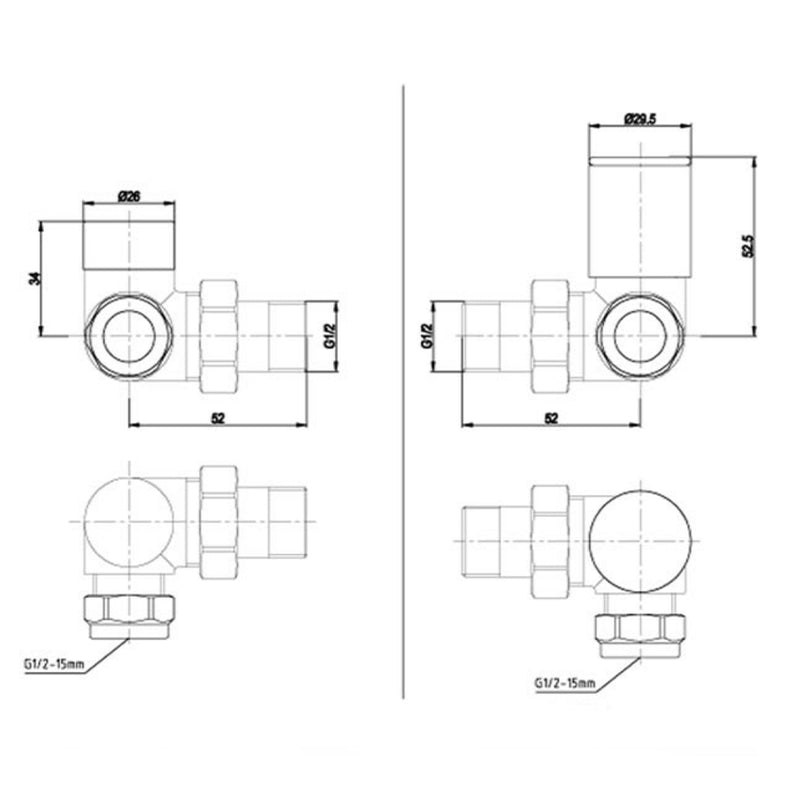 stainless-steel radiator valves technical drawing-tapron