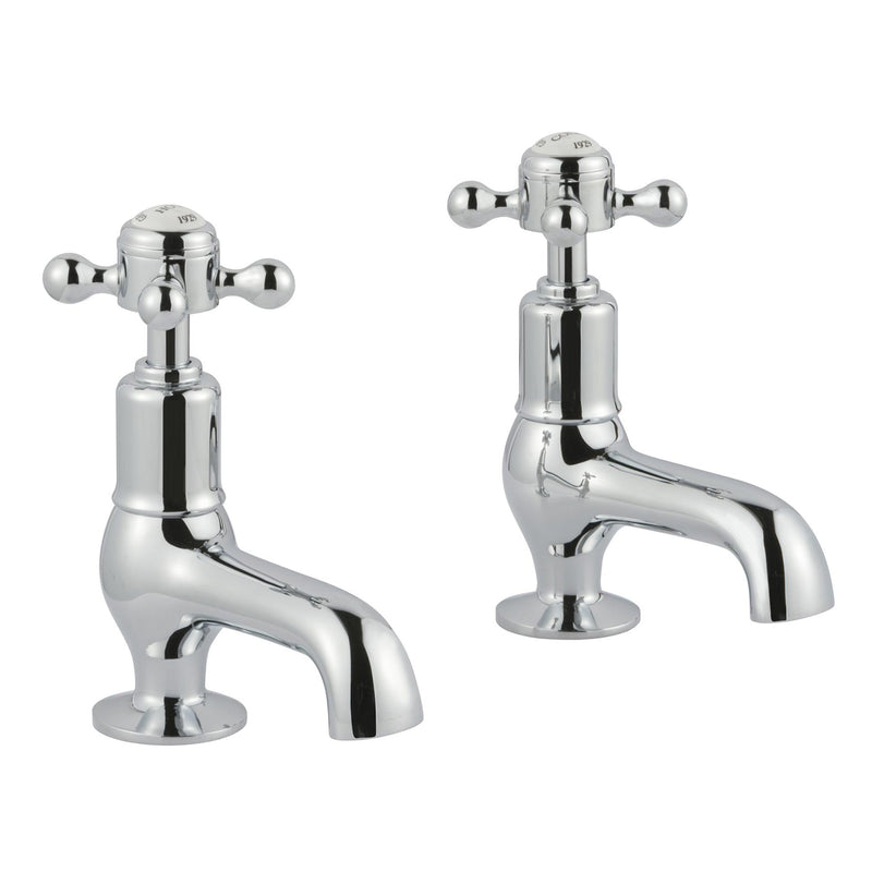 Cloackroom basin taps with curved nose chrome finish
