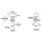 brushed brass stop value technical drawing-tapron