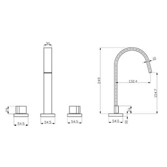 Deck Mounted 3 Hole Basin Mixer Tap with Swan Neck Spout Secondary image
