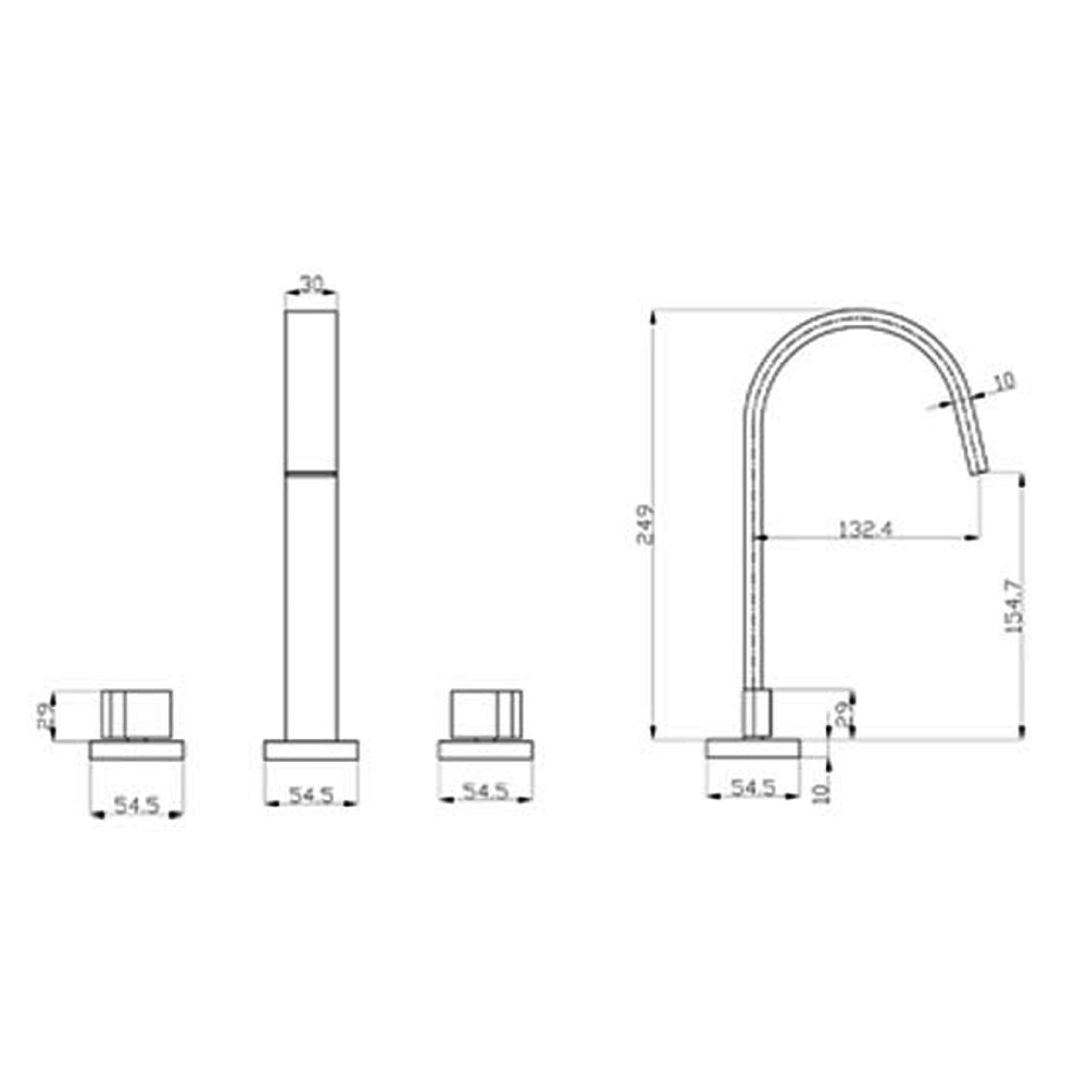 modern 3 hole basin tap tapron