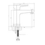 shop chrome bathroom sink mixer tap tapron technical drawing