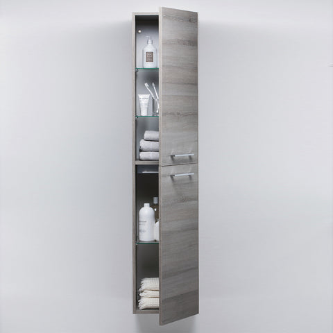 Grey wall mounted bathroom double door side cabinet