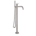 brushed stainless steel floor mounted bath shower mixer tap with shower handset -Tapron