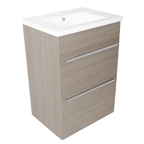 Free standing Bathroom Cabinet with Basin and Two Drawers-Grey [PFS601GR + P600BS]