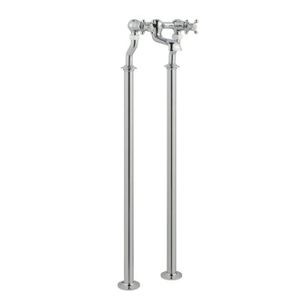 Traditional Freestanding Bath Filler Tap with Dual Crosshead Handles – Chrome Secondary image