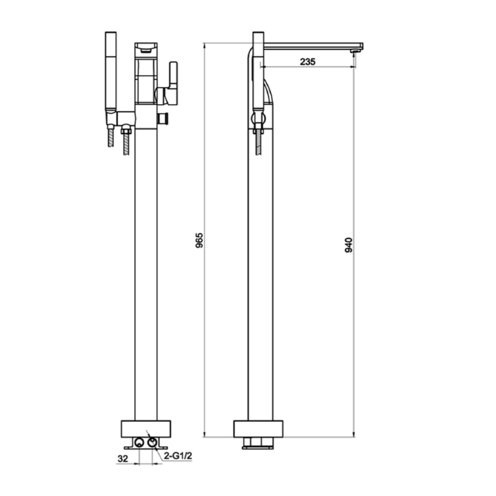 Single Lever Floor Standing Bath Shower Mixer with Kit