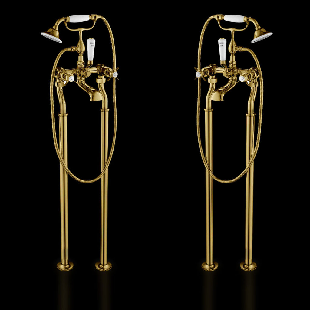 Chester Gold Pinch Bath Shower Mixer with Kit