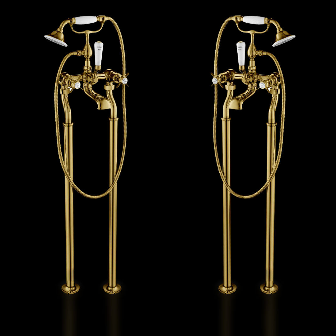 Chester Gold Pinch Bath Shower Mixer with Kit