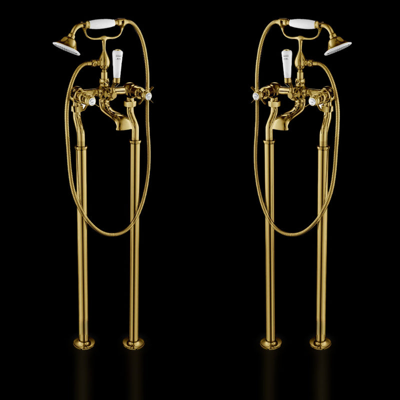 Chester Gold Pinch Bath Shower Mixer with Kit