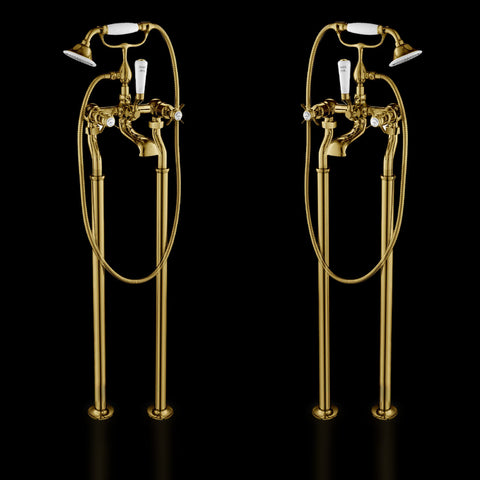 Chester Gold Pinch Bath Shower Mixer with Kit