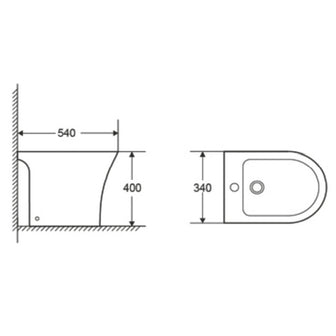 Floor Mounted Bidet H400 x W340 x D540mm - White Secondary image
