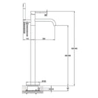 brushed brass Freestanding Bath shower mixer Tap technical drawing-tapron