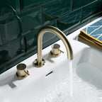 3 hole brushed brass basin mixer tap 