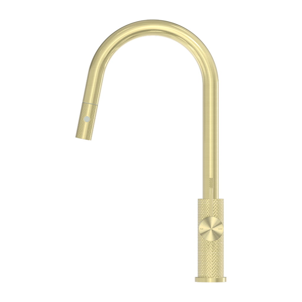 brushed brass kitchen tap pull out spray