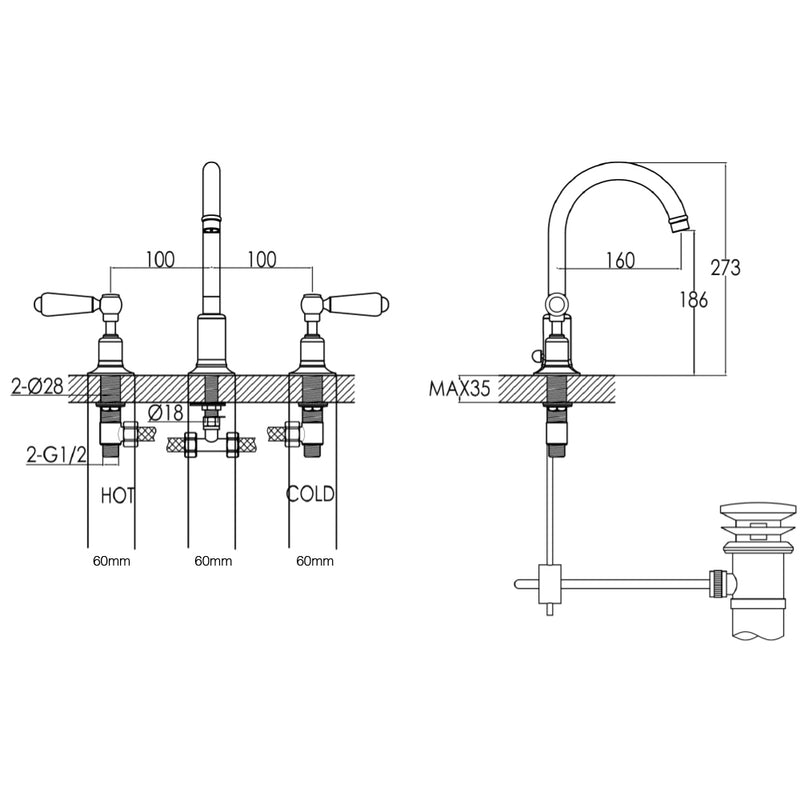 wash basin tap technical drawings -tapron