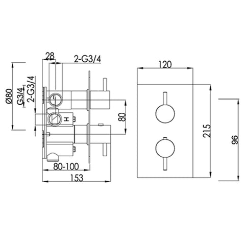  Concealed Shower Valve Vertical Technical Drawing