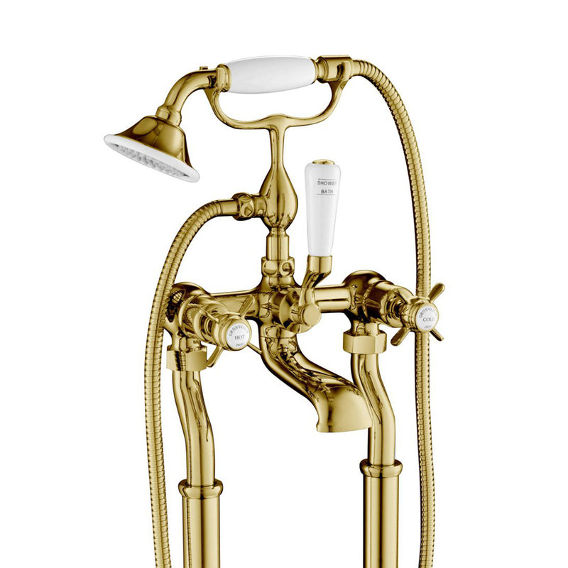 Gold Pinch Bath Shower Mixer with Kit