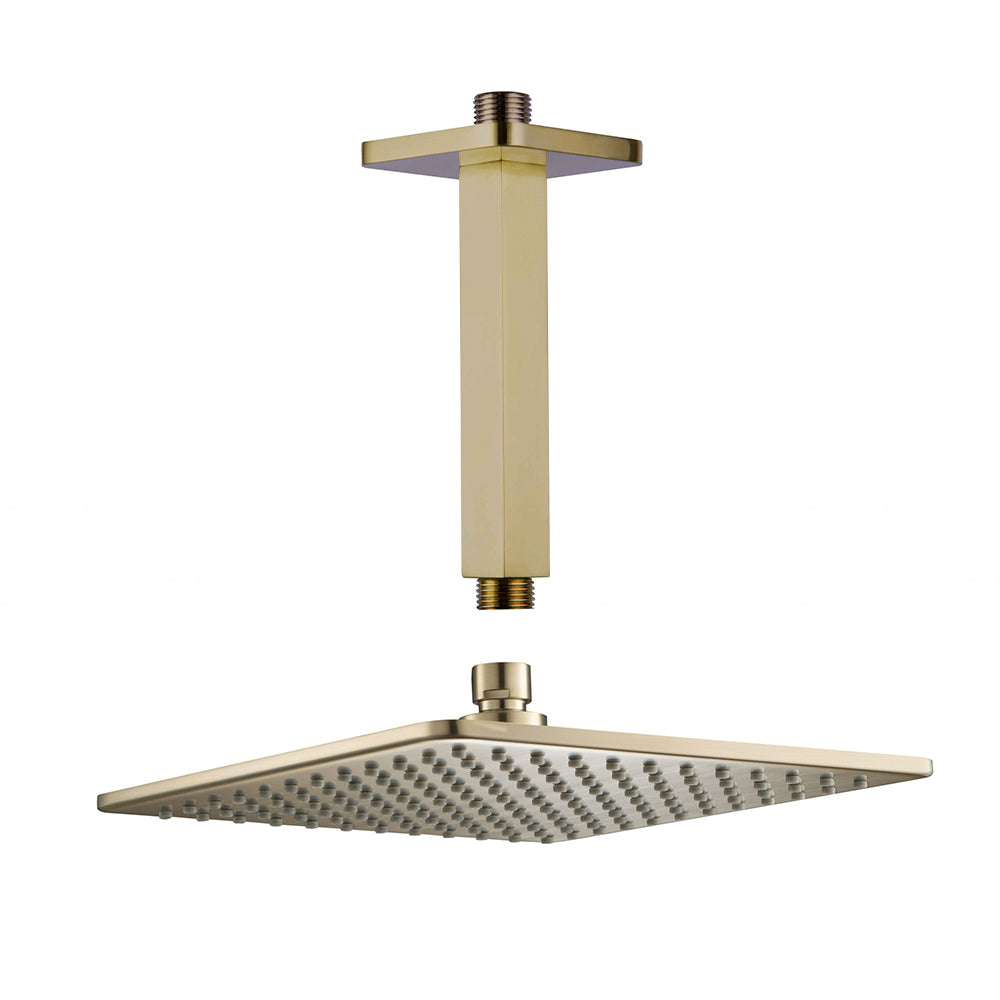 brushed brass ceiling shower arm and head Main image
