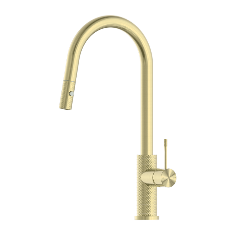 brass kitchen tap with hose