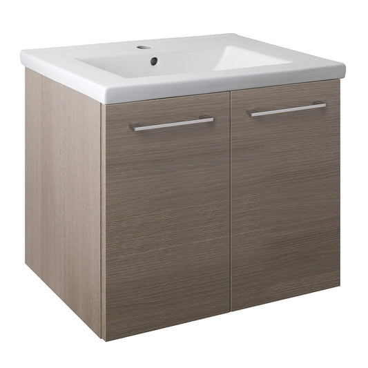 Bathroom Wall-Mounted Vanity Cabinet with Basin and Two Drawers-Grey