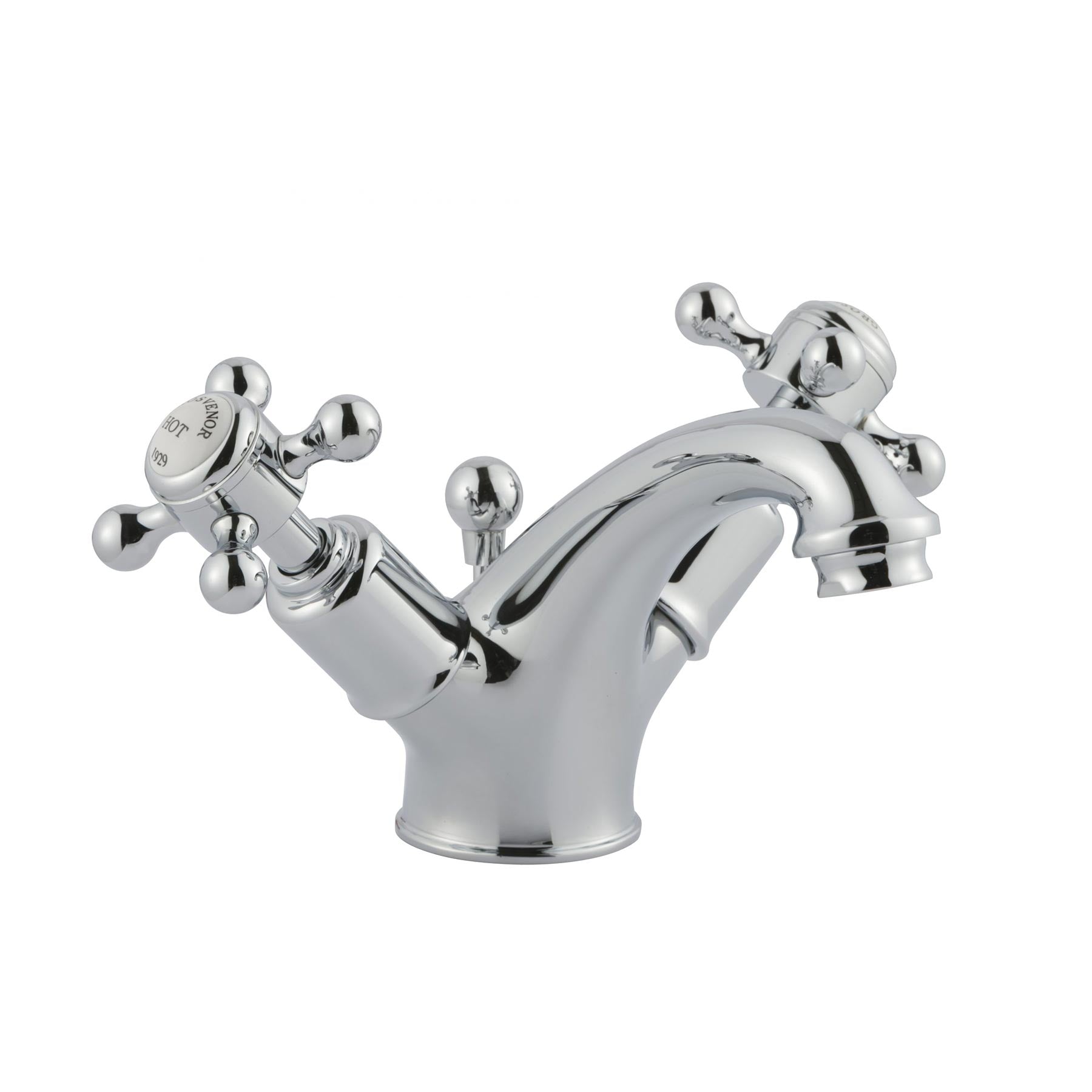 Traditional Deck Mounted Sink Mixer Tap with Pop Up Waste – Chrome Secondary image