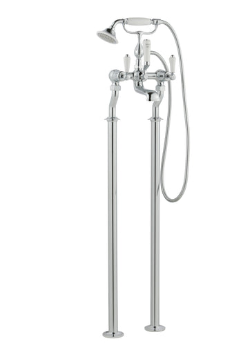 Traditional Floorstanding Bath Tap with Shower Attachment - Brushed Nickel Secondary image