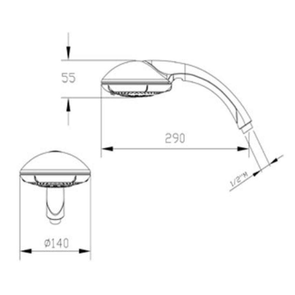 Waterfall shower handel Technical Drawing