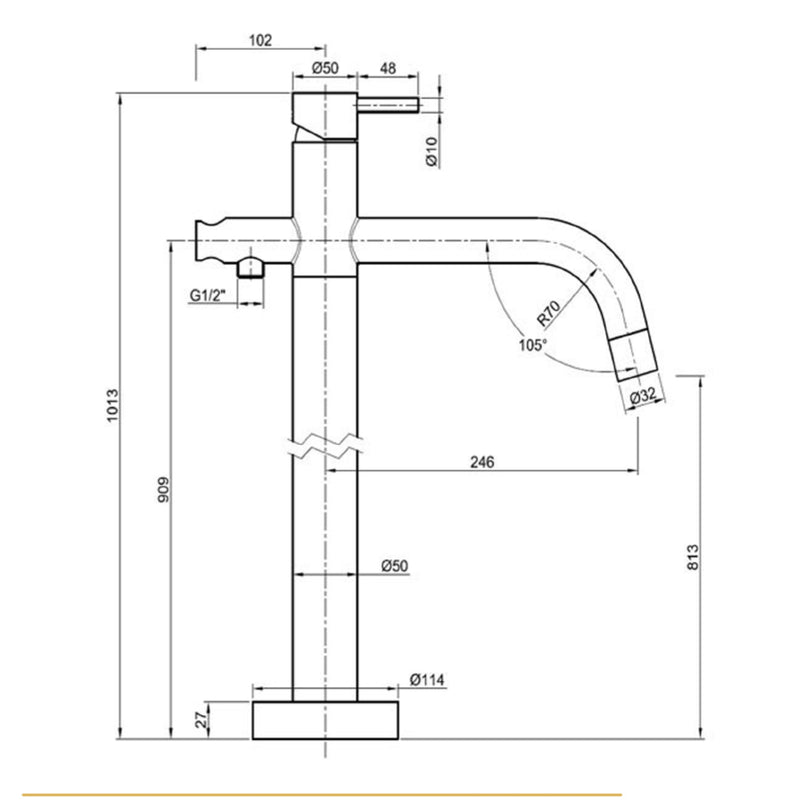 traditional shower handset technical drawing-tapron