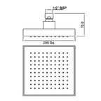 Square Rainfall Shower Head Technical Drawing