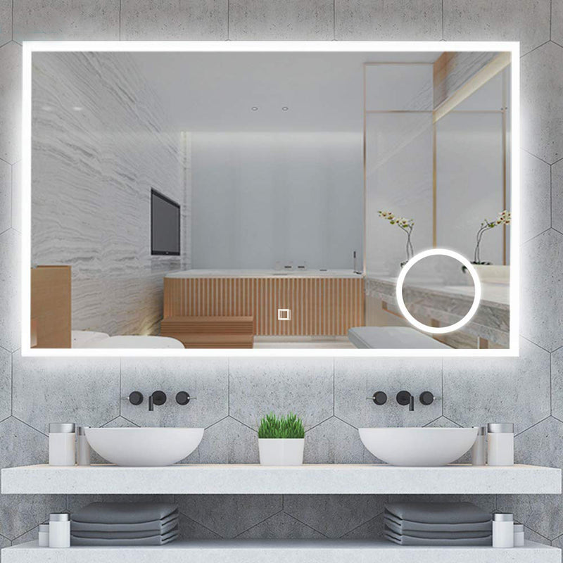 Illuminated LED Bathroom Mirror with a Magnifier- 800x600