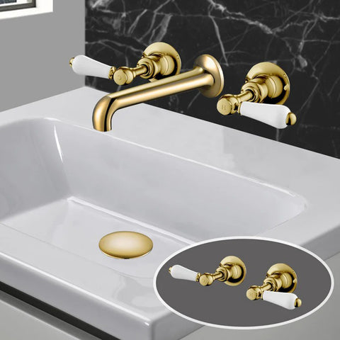 Gold Traditional Concealed Manual wall Stop valves 
