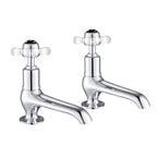 Black Pinch Long Nose Basin Pillar Chrome Taps