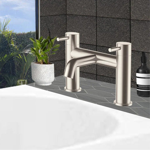  Brushed Stainless Steel Deck Mounted Bath Filler tap-Tapron