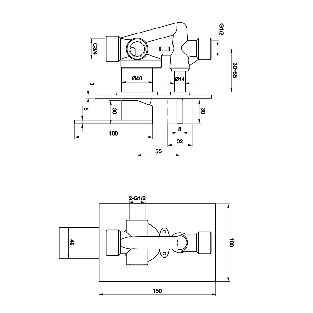 shop concealed manual shower valve with lever handle from tapron