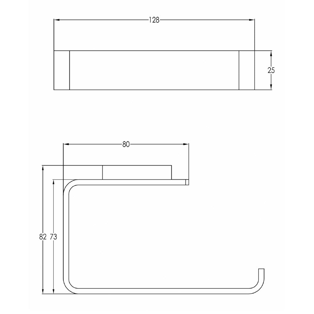 black matt toilet roll holder technical drawing