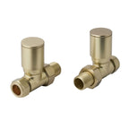 Straight Gold Radiator Valve (Pair) - Brushed Brass-Tapron