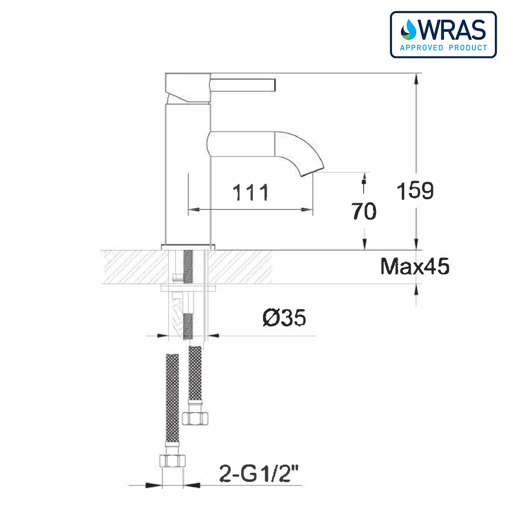 Single Lever Basin Tap Chrome Dimensions 