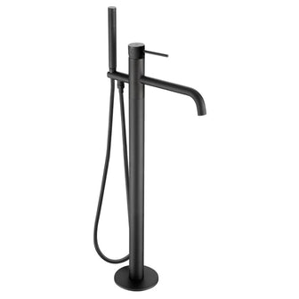 Freestanding Bath Shower Mixer Tap with Kit and Knurled Handle - Matt Black Secondary image