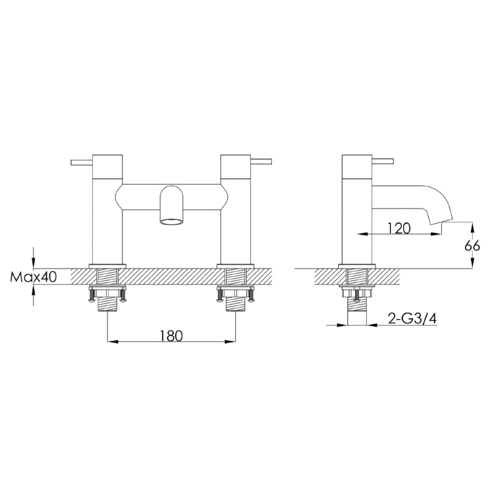 bath filler tap technical drawing-tapron